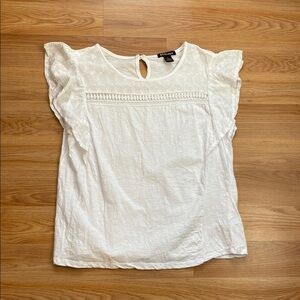 Women’s White Eyelet Ruffle Sleeve Top